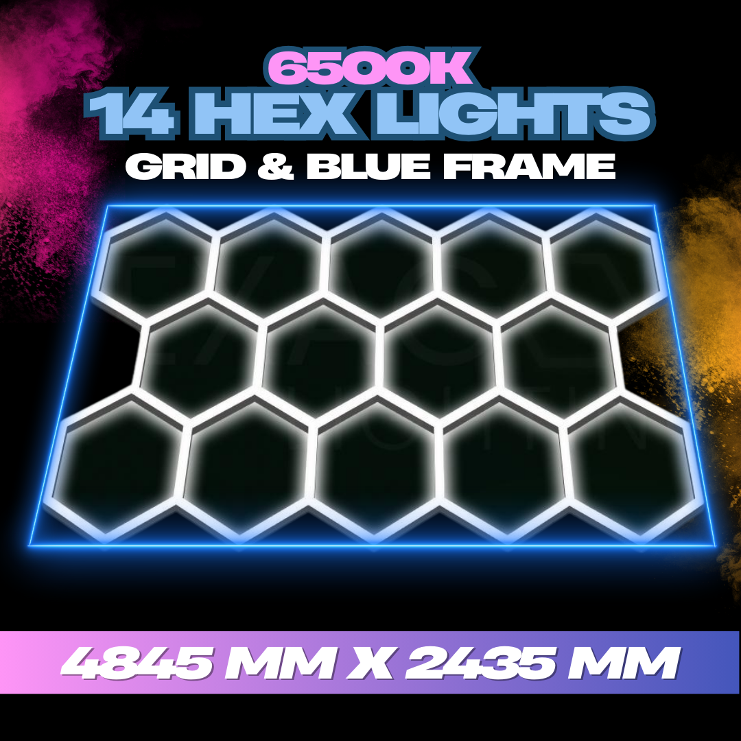 Hexagon Lights 14 Grid With Blue Frame
