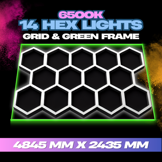Hexagon Lights 14 Grid With Green Frame