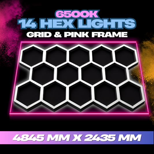 Hexagon Lights 14 Grid With Pink Frame