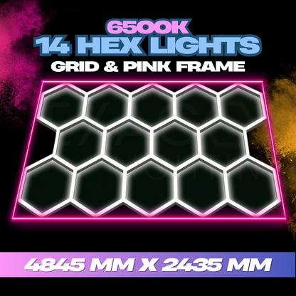 Hexagon Lights 14 Grid With Pink Frame