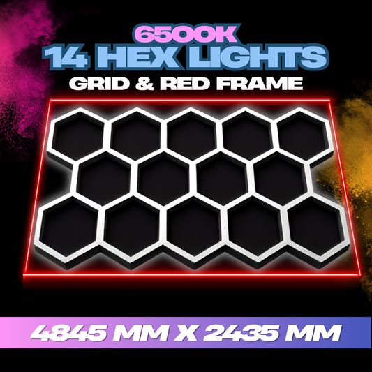 Hexagon Lights 14 Grid With Red Frame