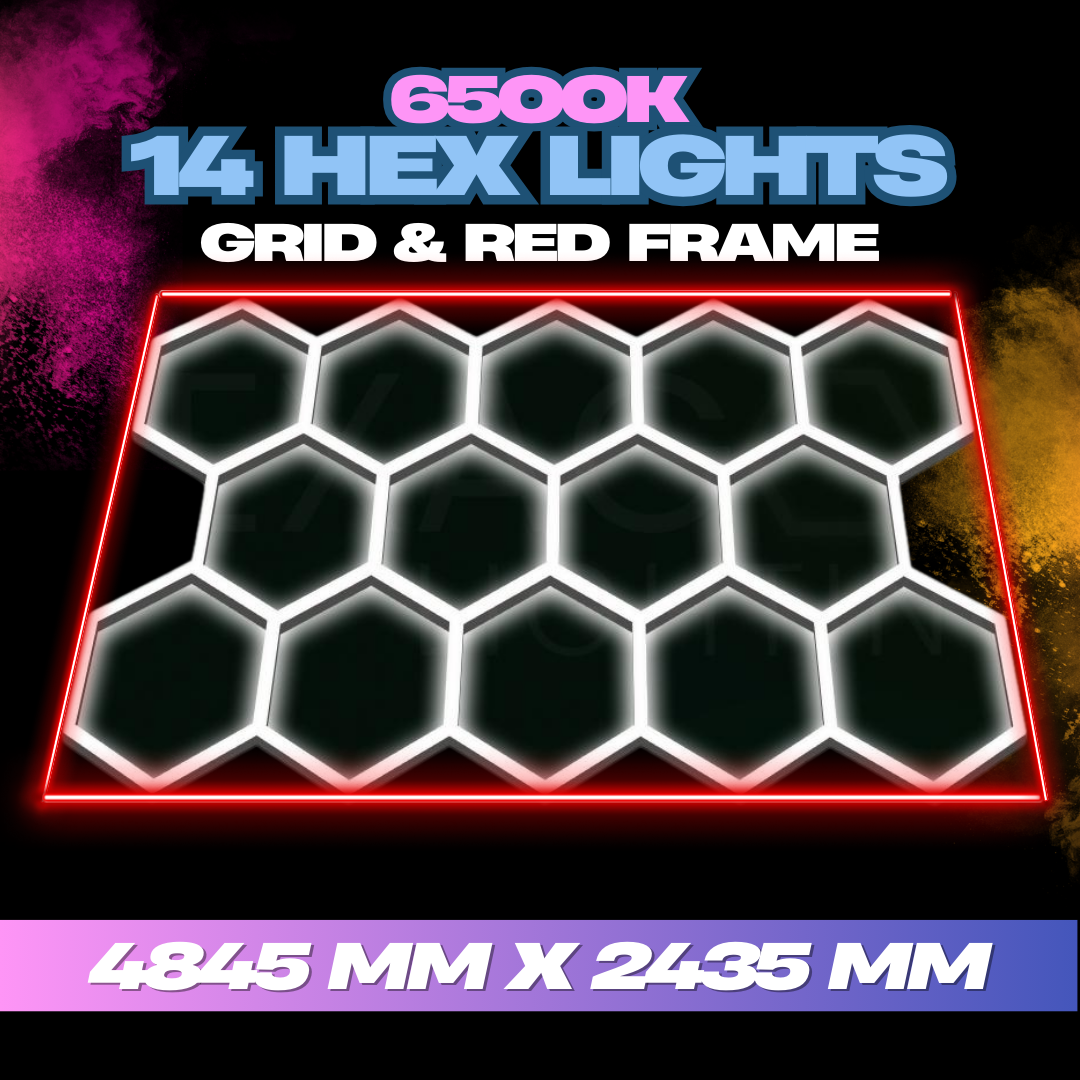 Hexagon Lights 14 Grid With Red Frame