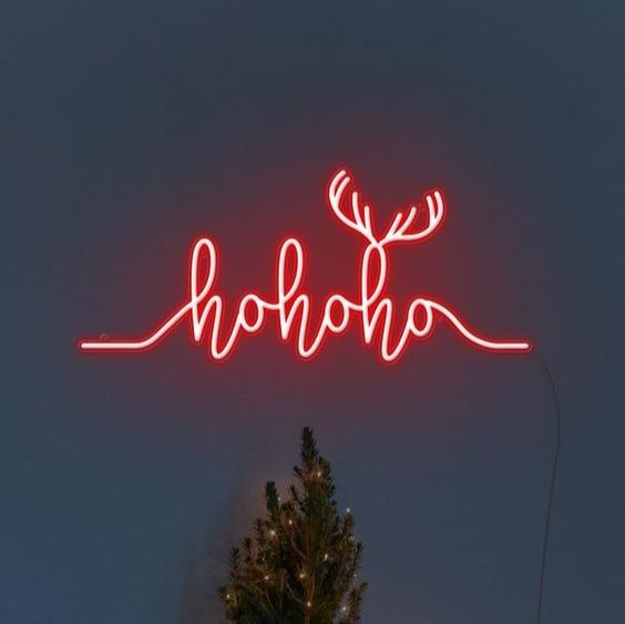 ho ho ho christmas neon sign in red