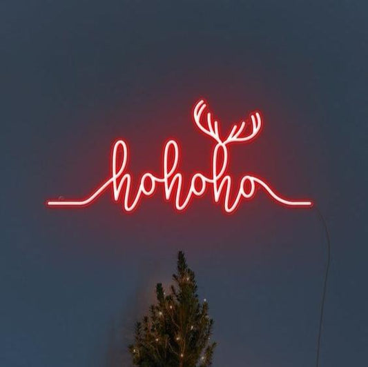 ho ho ho christmas neon sign in red