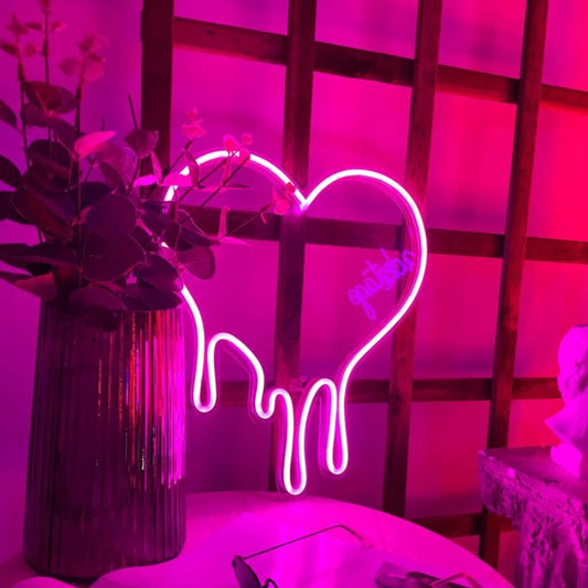 Dripping heart neon sign | Pink Decor | Heart Neon Light - Neon Signs UK