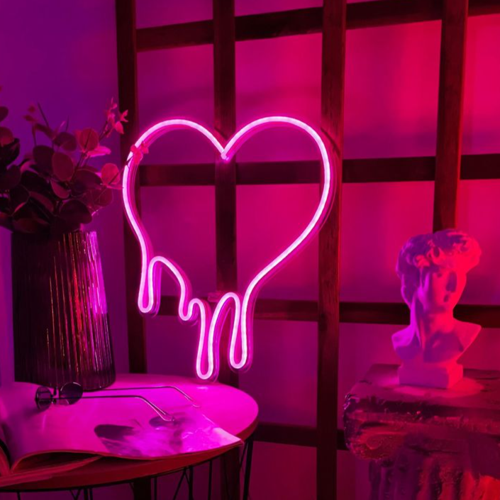 Dripping heart neon sign | Pink Decor | Heart Neon Light - Neon Signs UK