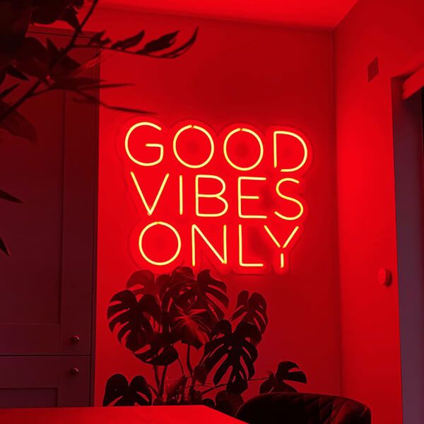 Good Vibes Only neon sign in vibrant colours, spreading positivity and style in any space.