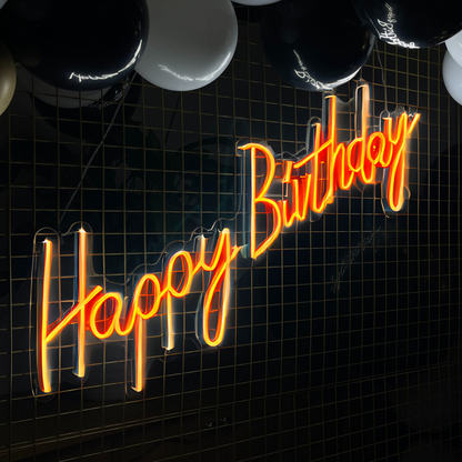 Cheerful LED Happy Birthday neon sign, perfect for adding a festive touch to birthday parties, celebrations, and special events