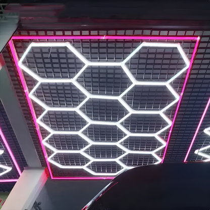 Hexagon Lights 14 Grid With Pink Frame