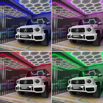Hexagon Lights 14 Grid With Red Frame