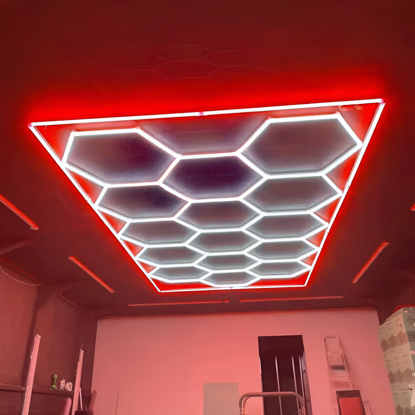 Hexagon Lights 14 Grid With Red Frame