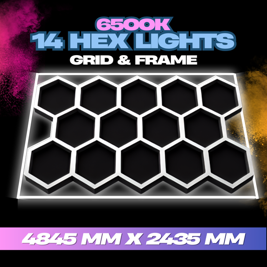 Hexagon Lights 14 Grid With White Frame