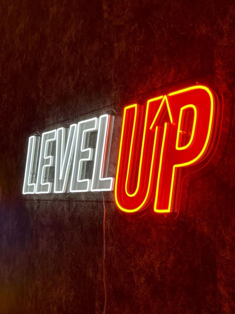 Gym Neon Sign | Level Up Motivation Phrase Sign – Neon Signs UK