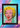 Framed artwork of a stylized portrait with a colorful background
