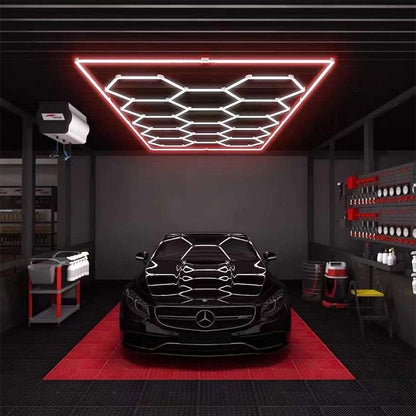 Hexagon Lights 14 Grid With Red Frame