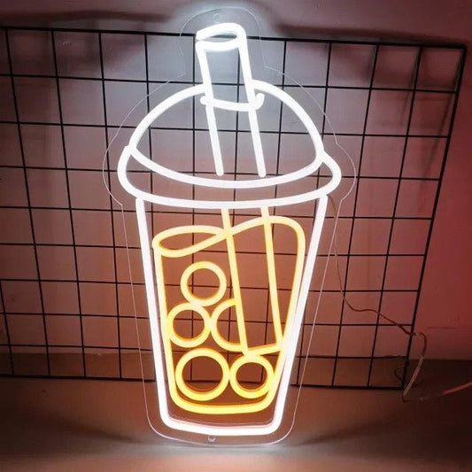 bubble tea cup led neon sign