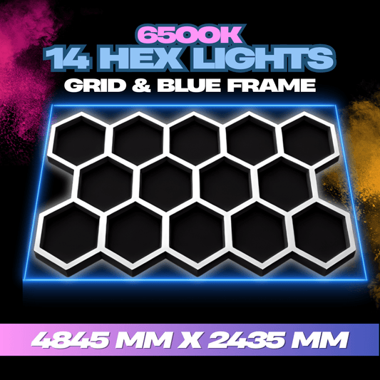 Hexagon Lights 14 Grid With Blue Frame