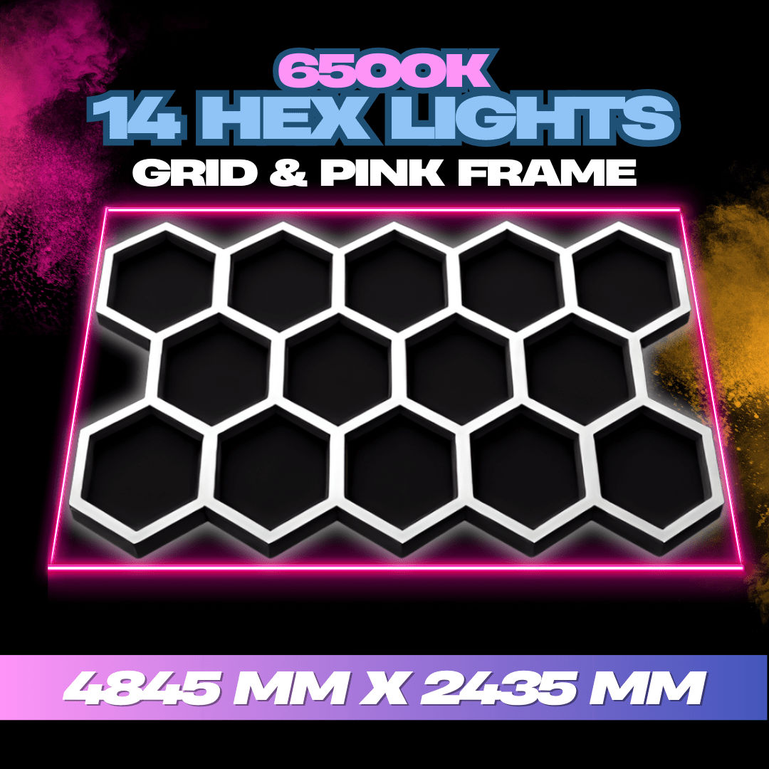 Hexagon Lights 14 Grid With Pink Frame