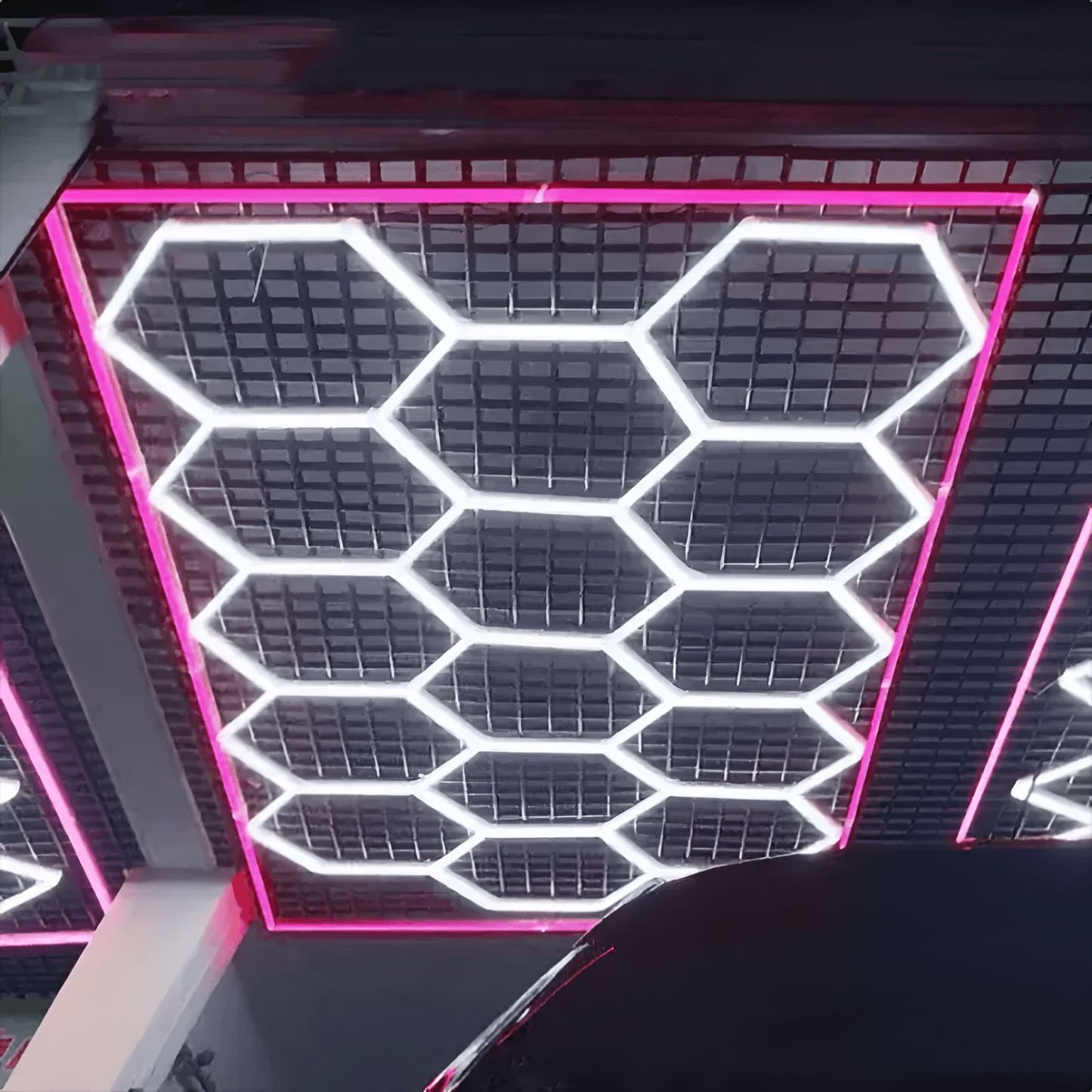 Hexagon Lights 14 Grid With Pink Frame
