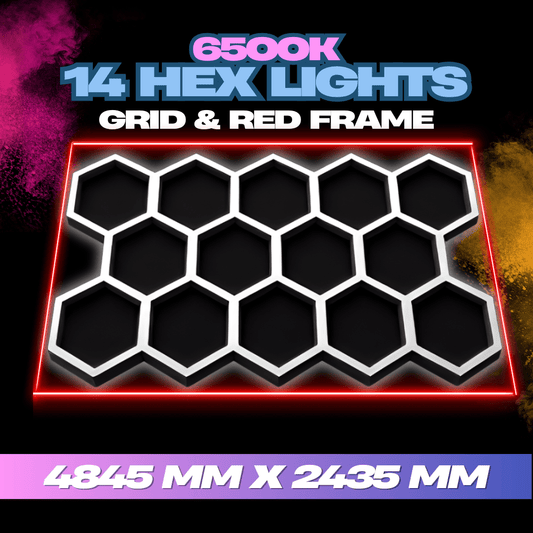 14 Hexagon Lights With Red Frame - Neon Signs UK