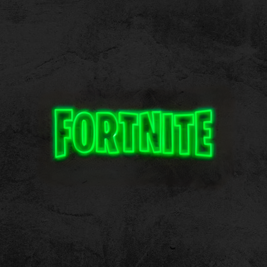 Colorful LED Fortnite game room neon sign, adding a vibrant glow to a gamer's room decor, perfect for avid Fortnite players